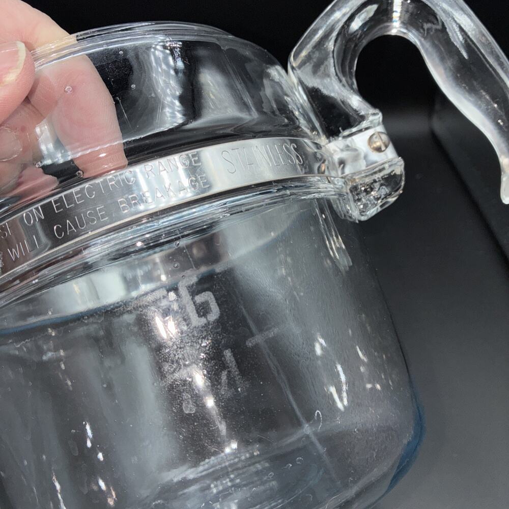 Vintage Pyrex Flameware Glass Percolator 6 Cup Glass Coffee Pot 7756 Blue Tint - Picture 12 of 16